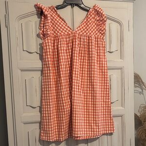Source Unknown Orange Gingham Midi Dress